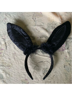 Black velvet and satin bunny ears